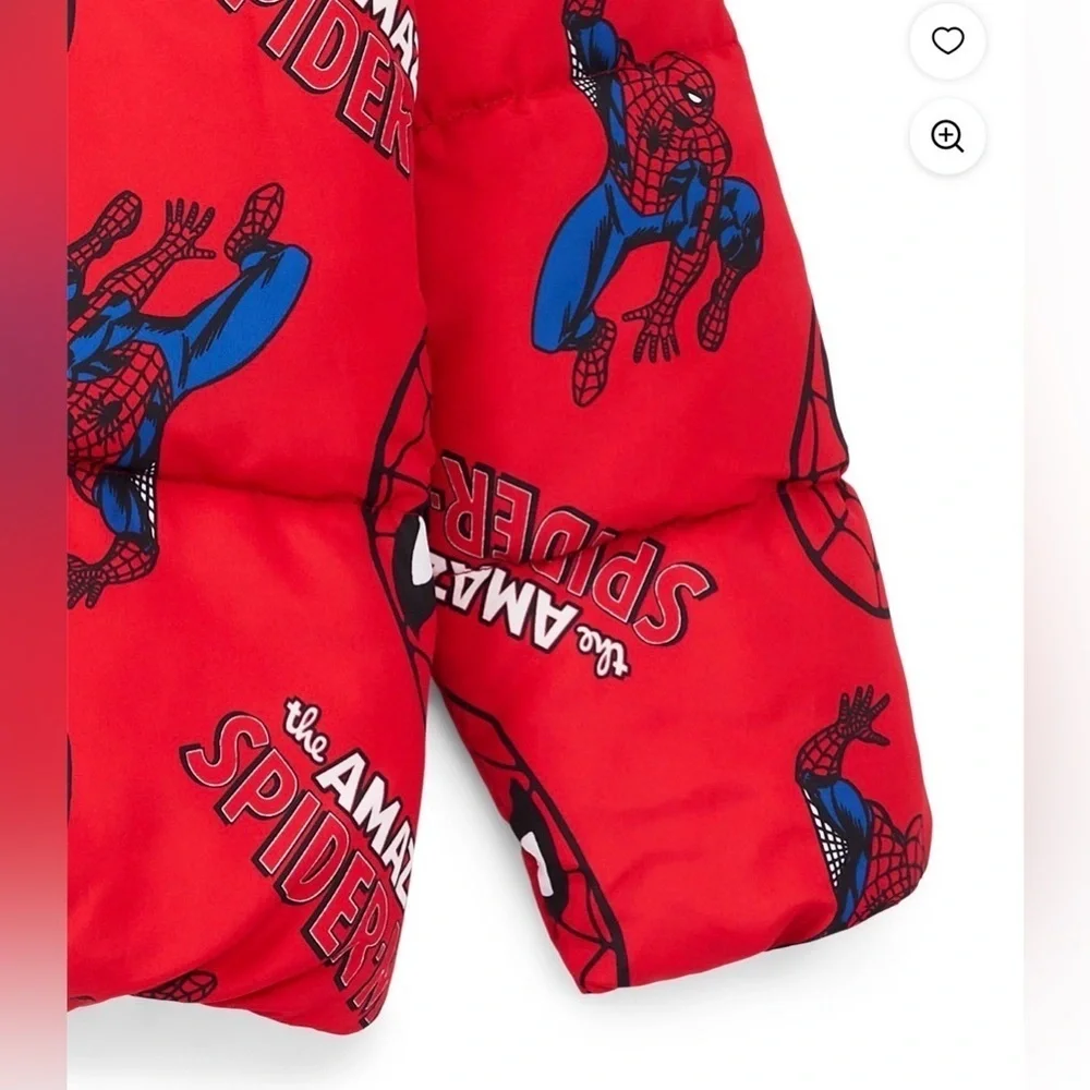 Spider-Man Little and Big Boys Graphic Zip Puffer Jacket, Lightweight, Sizes 6/7